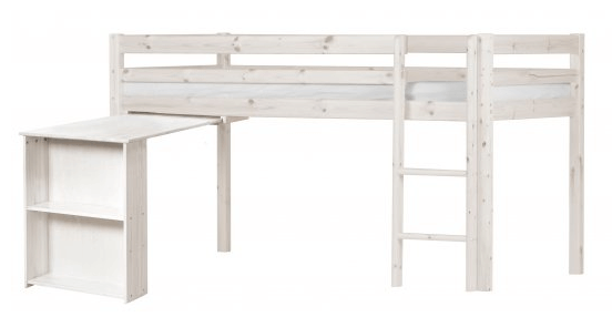 Flexa Basic halvhøj seng med lækkert skrivebord og smarte hylder Flexa Basic halvhøj seng med lækkert skrivebord og smarte hylder